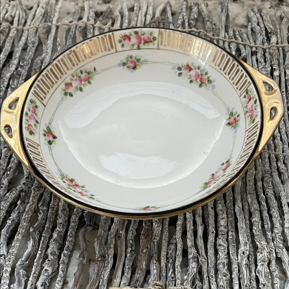 Nippon Plate w/handles and Hand Painted